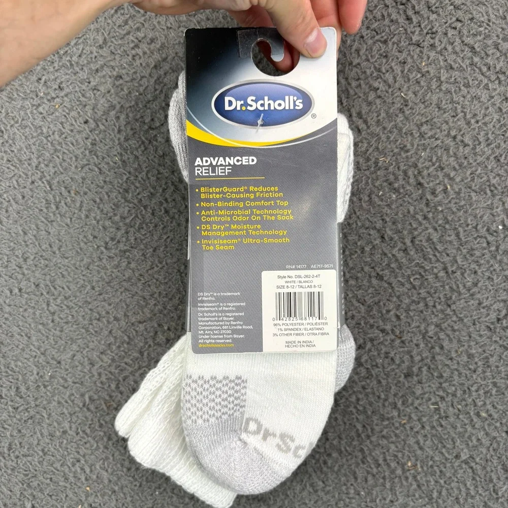 Dr Scholls Womens‎ Advanced Relief Ankle Socks 2 Pair White Size 8-12